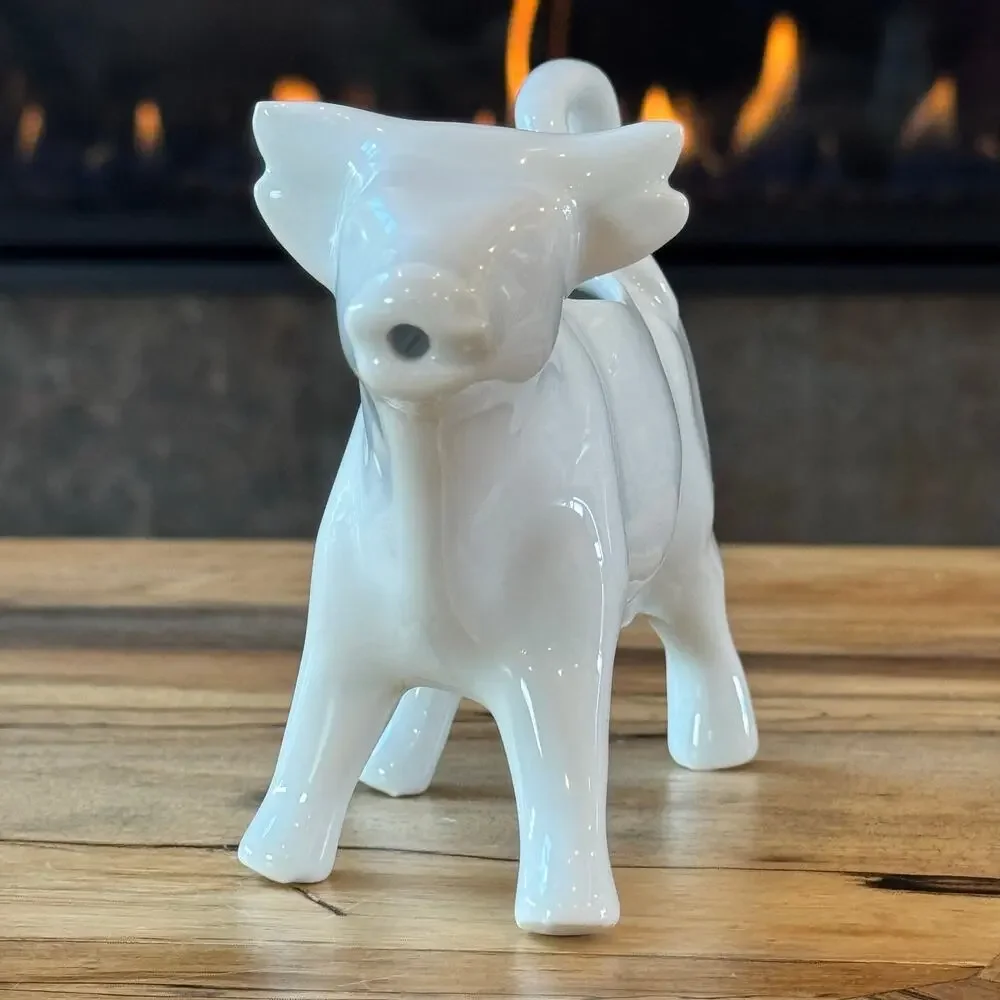 Vintage Apilco France White Porcelain Cow Creamer Farmhouse Kitchen Decor 7